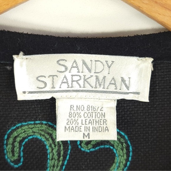 Sandy Starkman Colorful Embroidered Black Cardigan - Picture 3 of 3